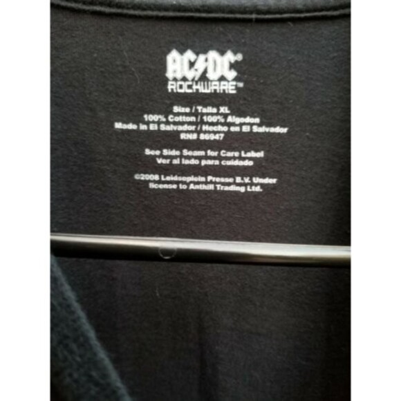 AC/DC Back In Black Black Rockwear Rock n Roll T Shirt Size XL ACDC - Picture 3 of 3